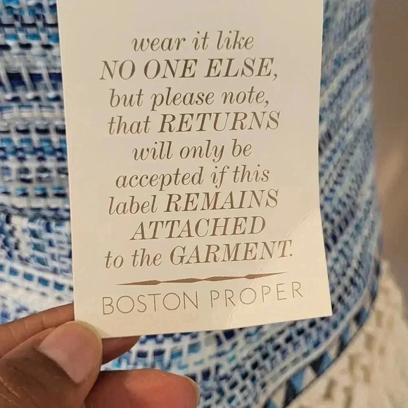 Boston Proper Blue White Tweed Fringe Fully Lined Blazer Jacket(8) - Picture 13 of 13